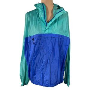 Patagonia Anorak Windbreaker Jacket Green Blue Size L Large (STAIN) Men's